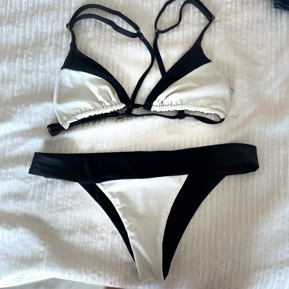 Black and Off White reversible DESIGNER bikini